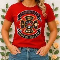 Firefighter Biker Logo First In Last Out Women's T-Shirt thumb 2