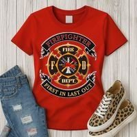 Firefighter Biker Logo First In Last Out Women's T-Shirt thumb 3