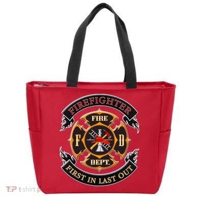 Firefighter Biker Logo First In Last Out Tote Bag