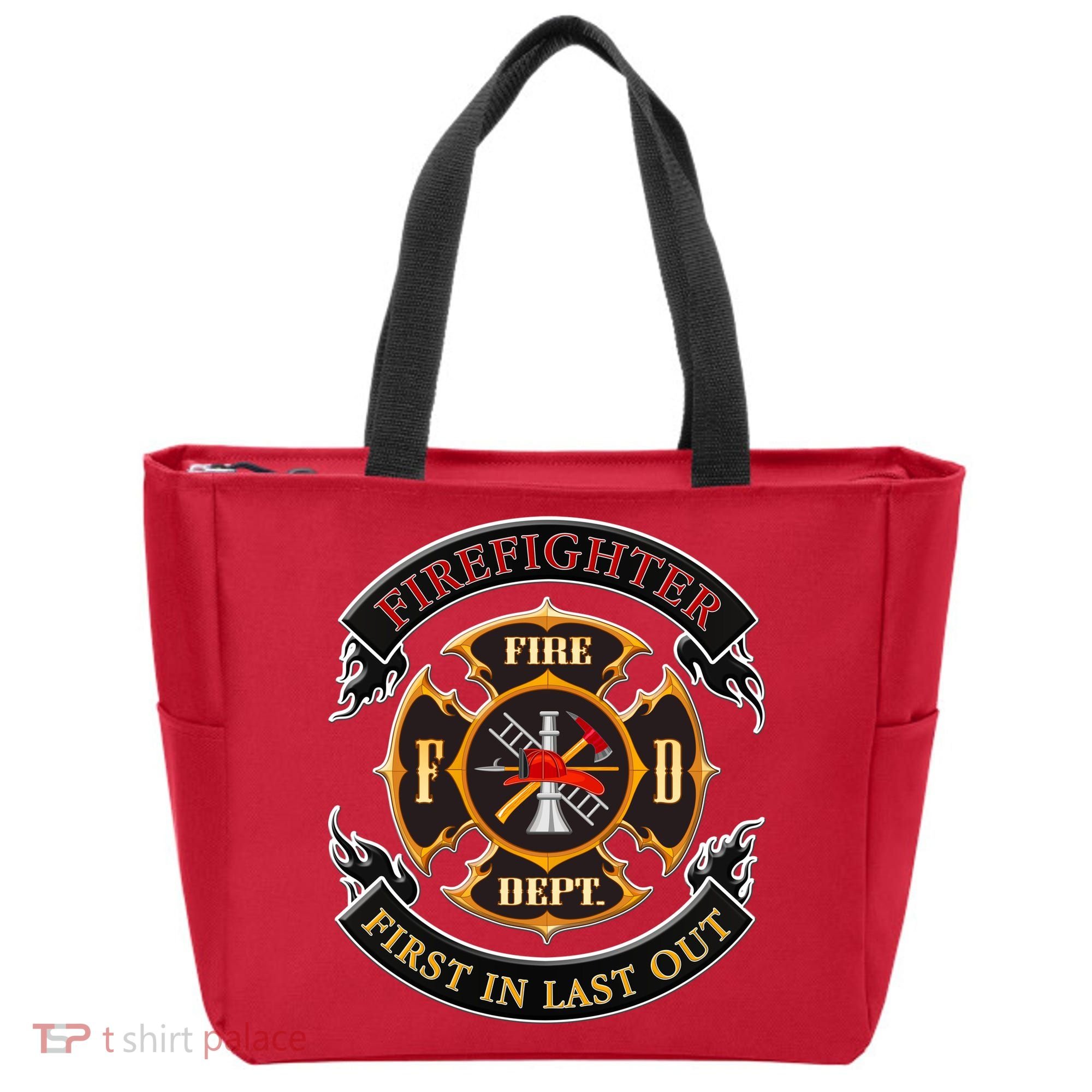 Firefighter Biker Logo First In Last Out Tote Bag