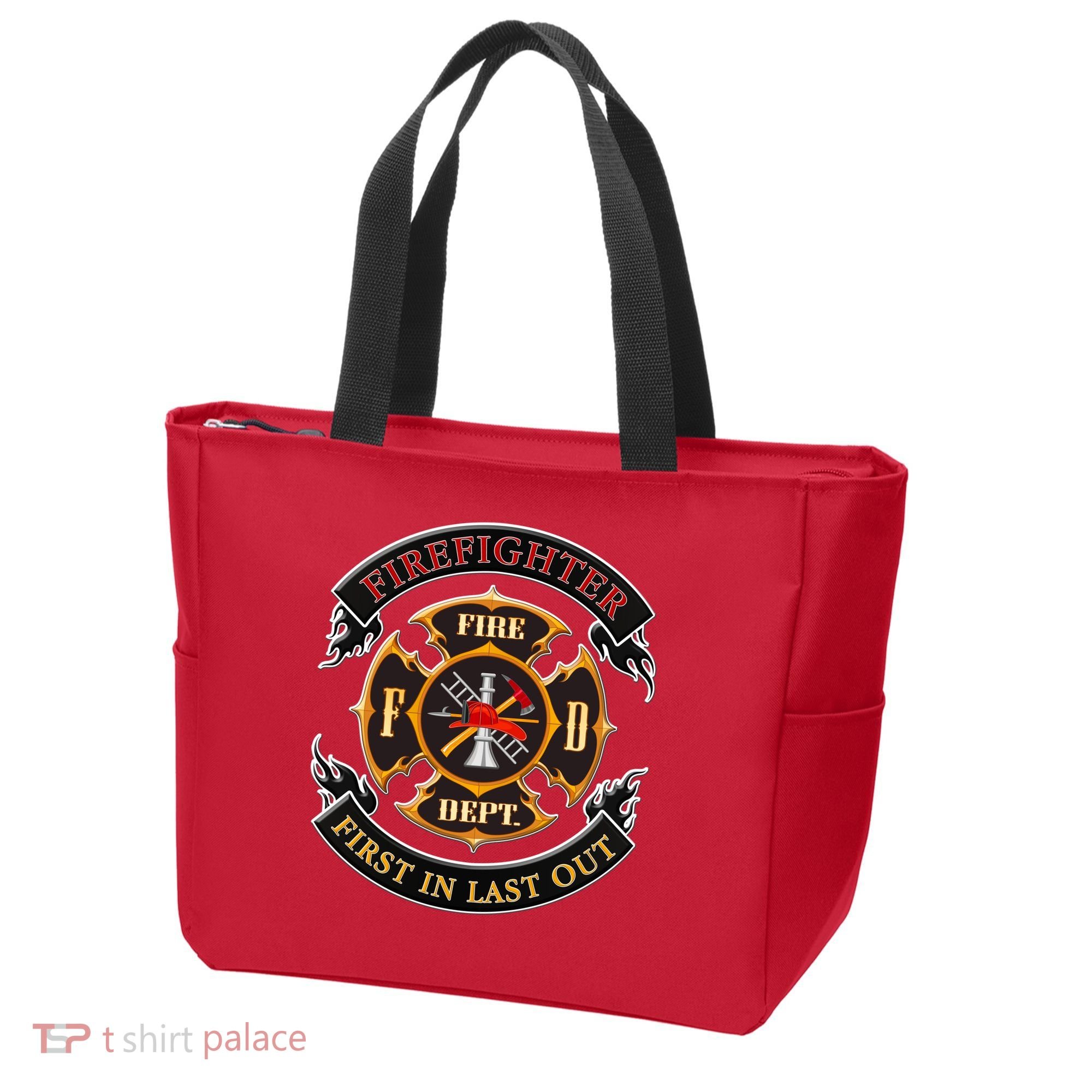 Firefighter Biker Logo First In Last Out Tote Bag