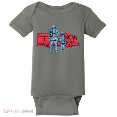 Firefighter Father And Son Baby Bodysuit