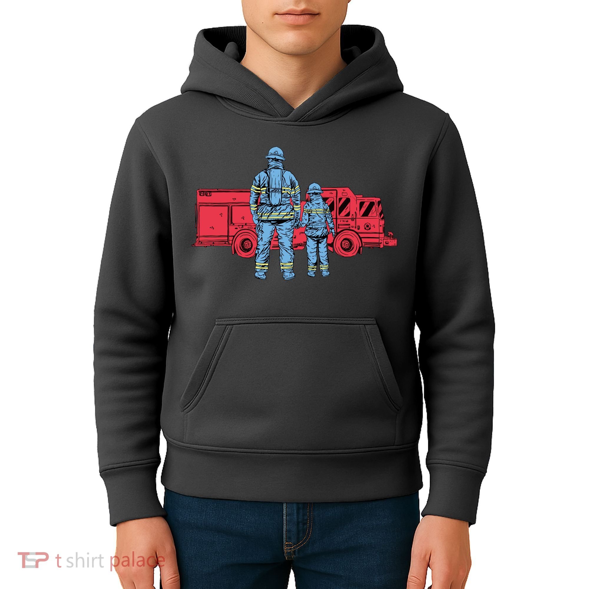 Firefighter Father And Son Kids Hoodie