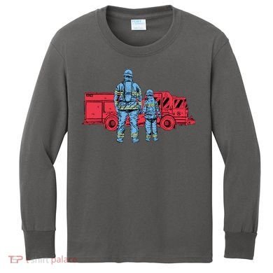 Firefighter Father And Son Kids Long Sleeve Shirt