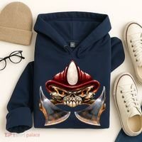 Firefighter Fire Skull Axe Hoodie thumb 4