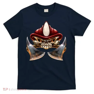 Firefighter Fire Skull Axe T-Shirt