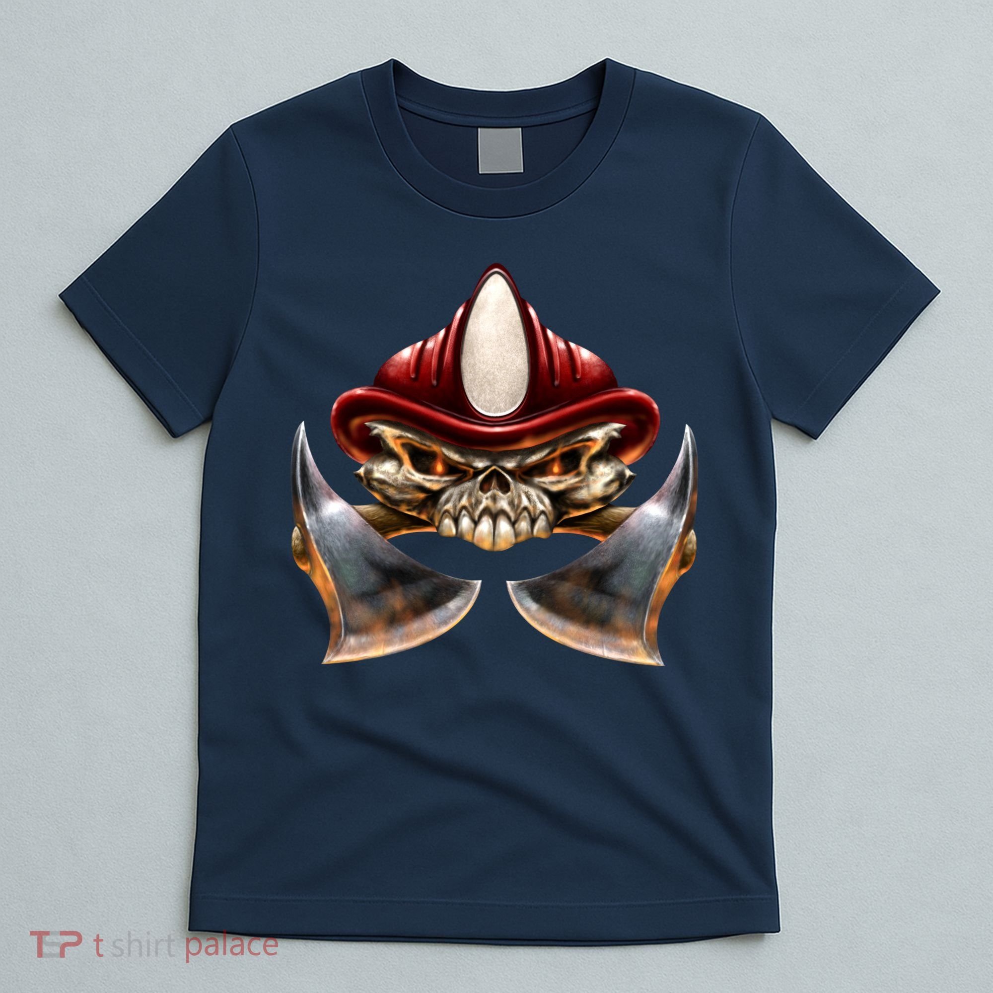 Firefighter Fire Skull Axe T-Shirt