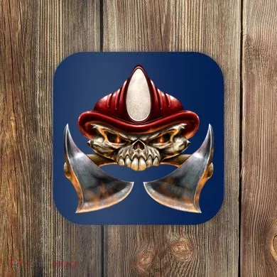 Firefighter Fire Skull Axe Coaster