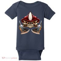 Firefighter Fire Skull Axe Baby Bodysuit thumb 0