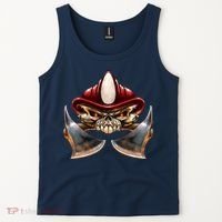 Firefighter Fire Skull Axe Tank Top thumb 2