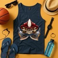 Firefighter Fire Skull Axe Tank Top thumb 4
