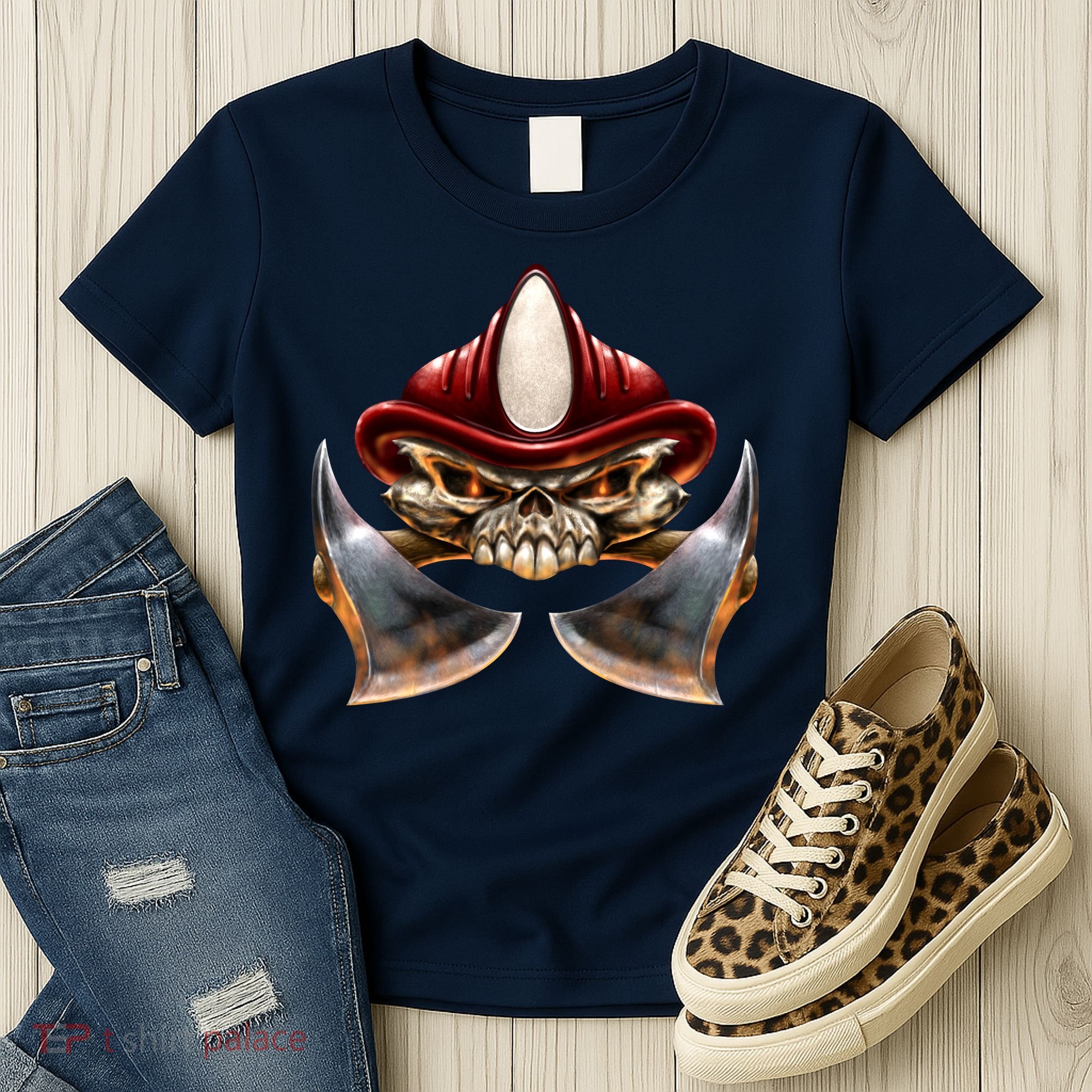 Firefighter Fire Skull Axe Women's T-Shirt
