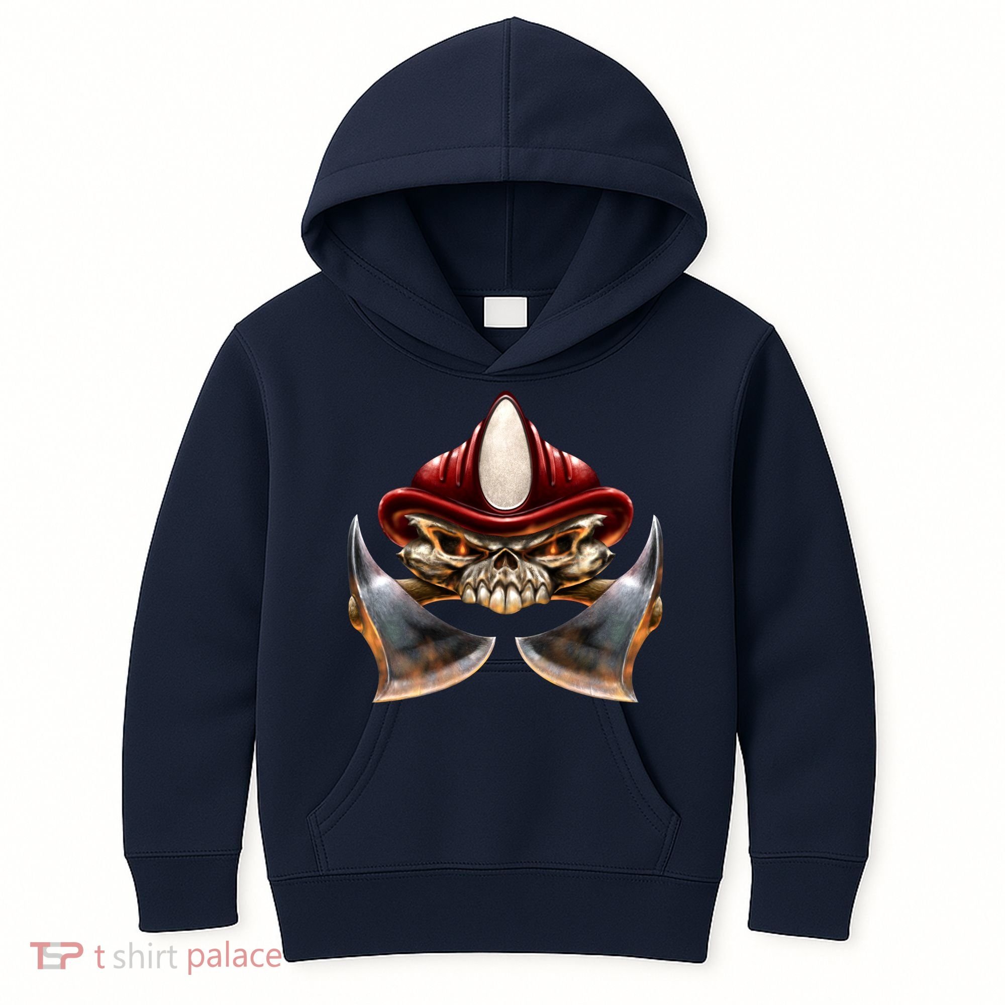 Firefighter Fire Skull Axe Kids Hoodie