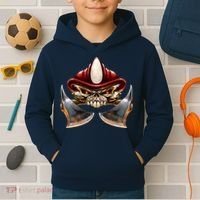 Firefighter Fire Skull Axe Kids Hoodie thumb 2