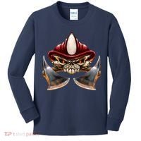 Firefighter Fire Skull Axe Kids Long Sleeve Shirt thumb 0