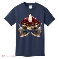 Firefighter Fire Skull Axe Kids T-Shirt thumb 0