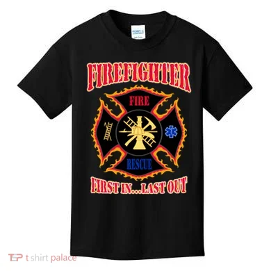 Firefighter First In Last Out Kids T-Shirt