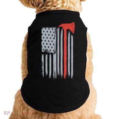 Firefighter Red Axe Vintage American Flag Doggie Tank