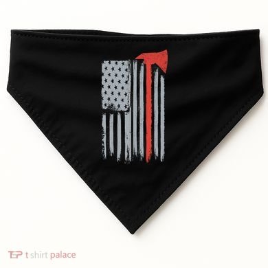 Firefighter Red Axe Vintage American Flag USA-Made Doggie Bandana