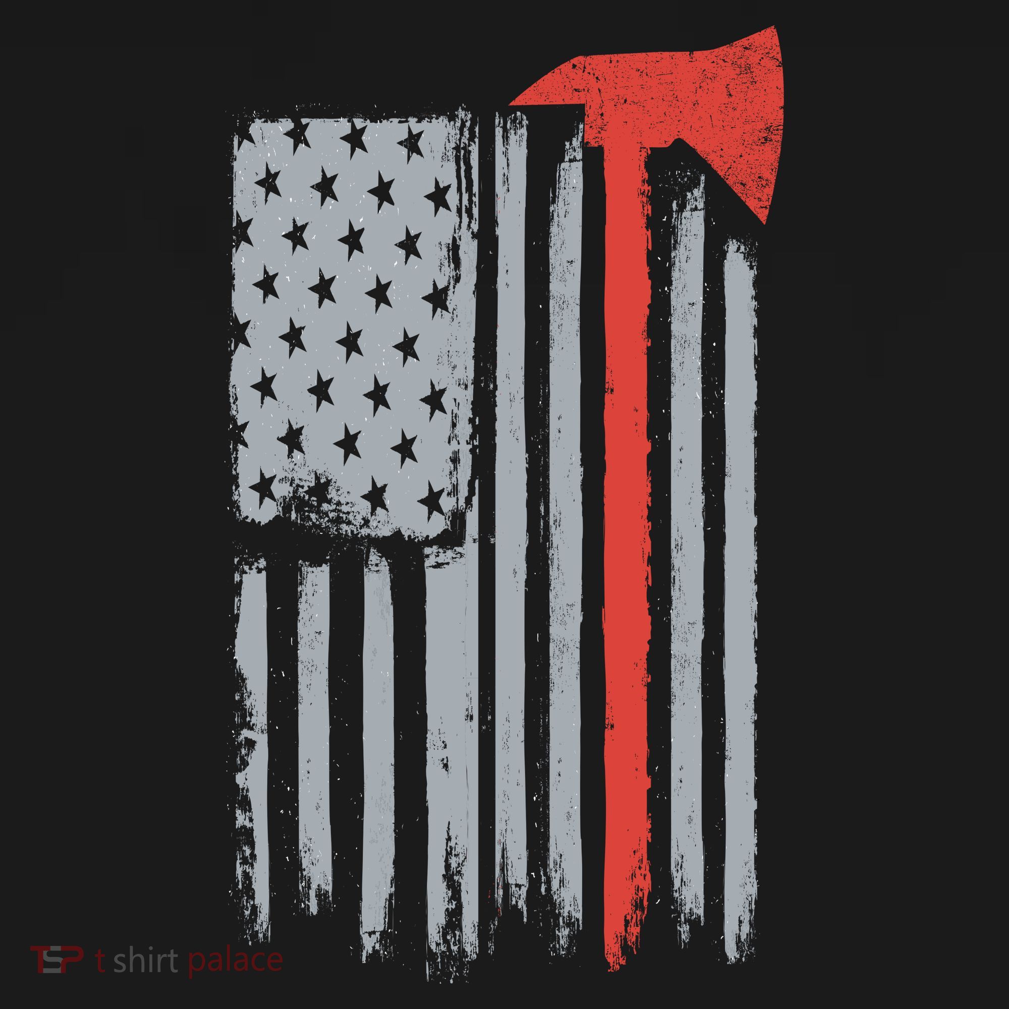 Firefighter Red Axe Vintage American Flag T-Shirt
