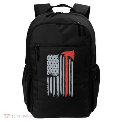 Firefighter Red Axe Vintage American Flag Backpack