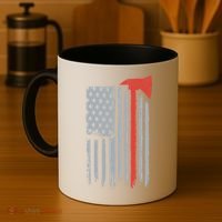 Firefighter Red Axe Vintage American Flag Coffee Mug thumb 4