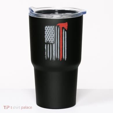 Firefighter Red Axe Vintage American Flag Tumbler