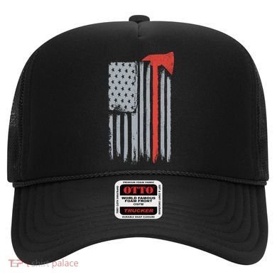 Firefighter Red Axe Vintage American Flag Hat