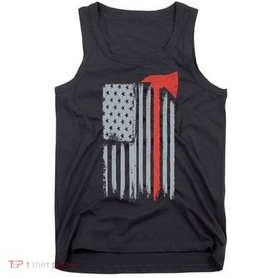 Firefighter Red Axe Vintage American Flag Tank Top