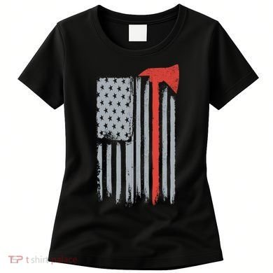 Firefighter Red Axe Vintage American Flag Women's T-Shirt