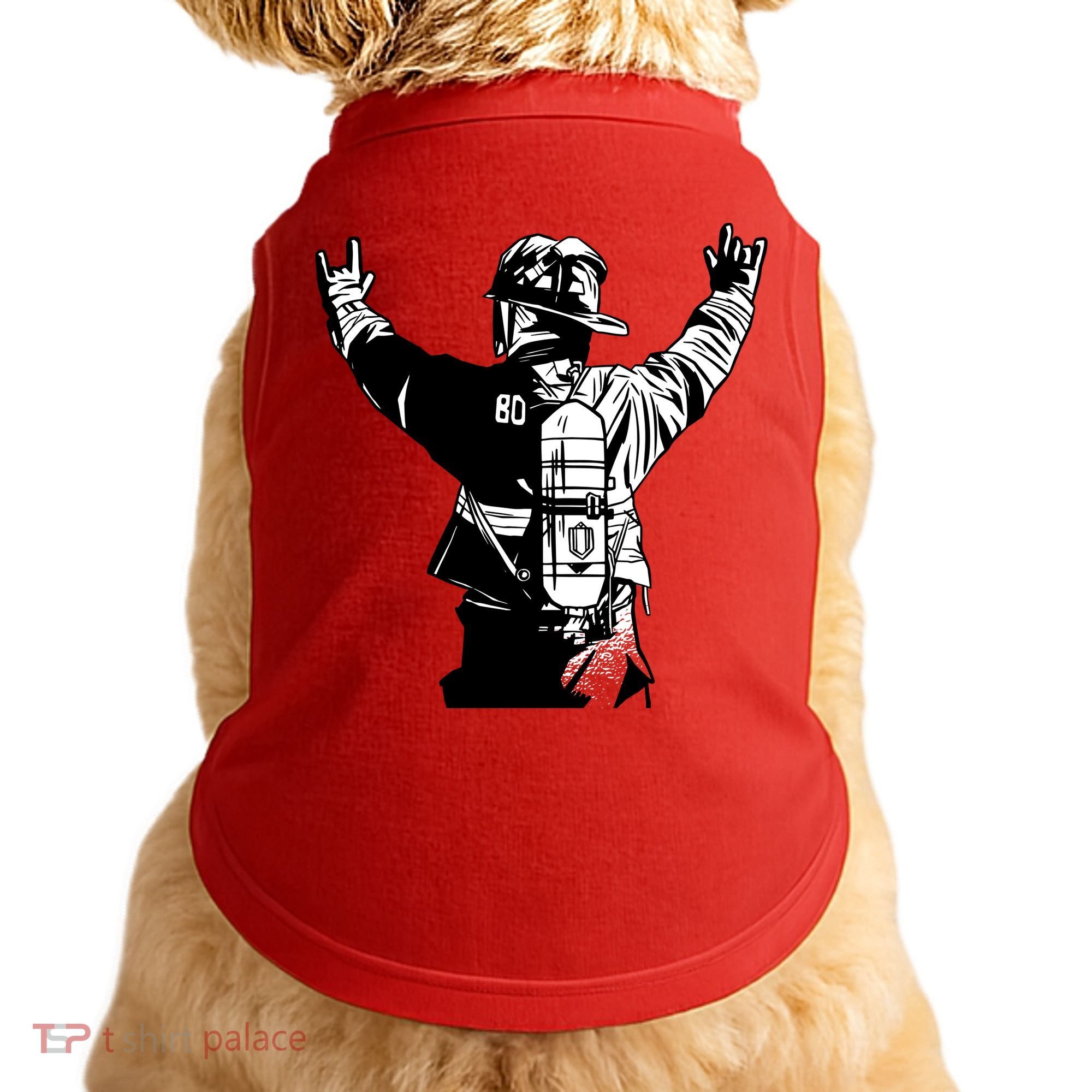 Firefighter Rock Hands Doggie Tank