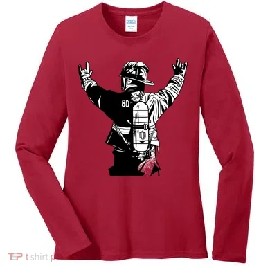 Firefighter Rock Hands Women's Long Sleeve Shirt
