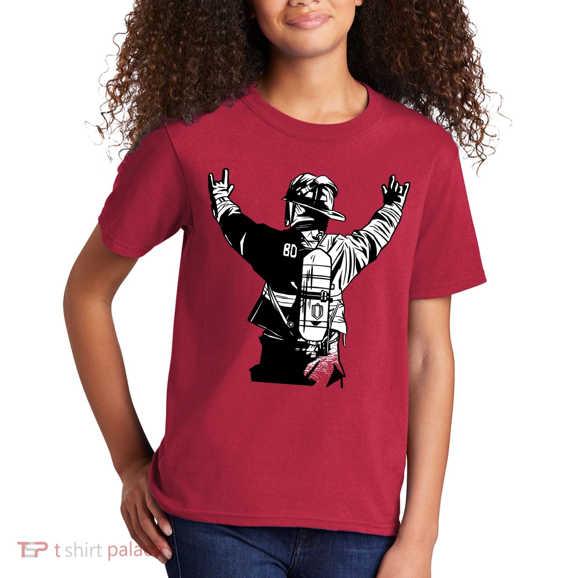 Firefighter Rock Hands Kids T-Shirt