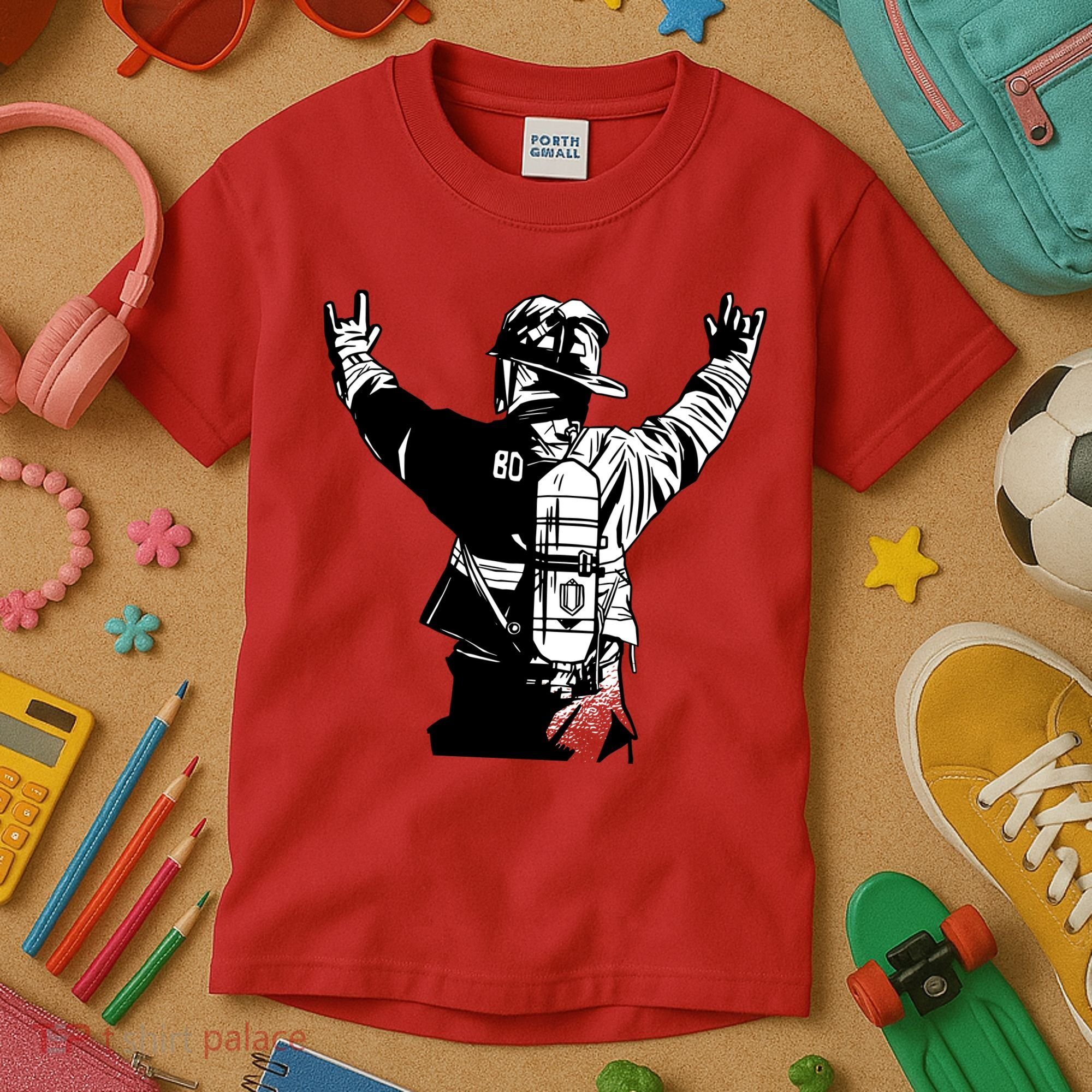 Firefighter Rock Hands Kids T-Shirt