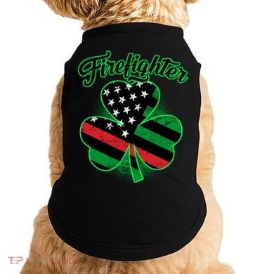 Firefighter St. Patrick's Day Red Line Clover Doggie Tank
