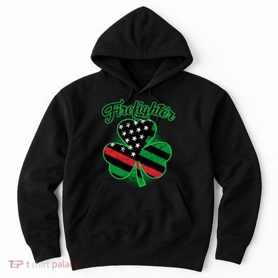 Firefighter St. Patrick's Day Red Line Clover Hoodie