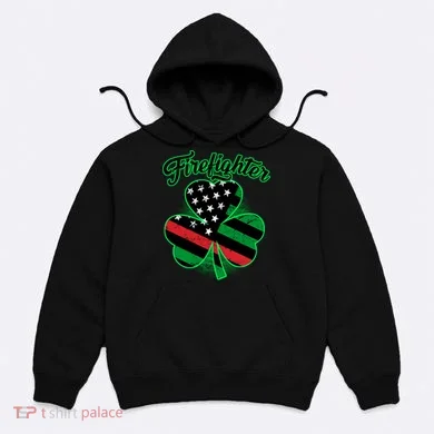 Firefighter St. Patrick's Day Red Line Clover Hoodie