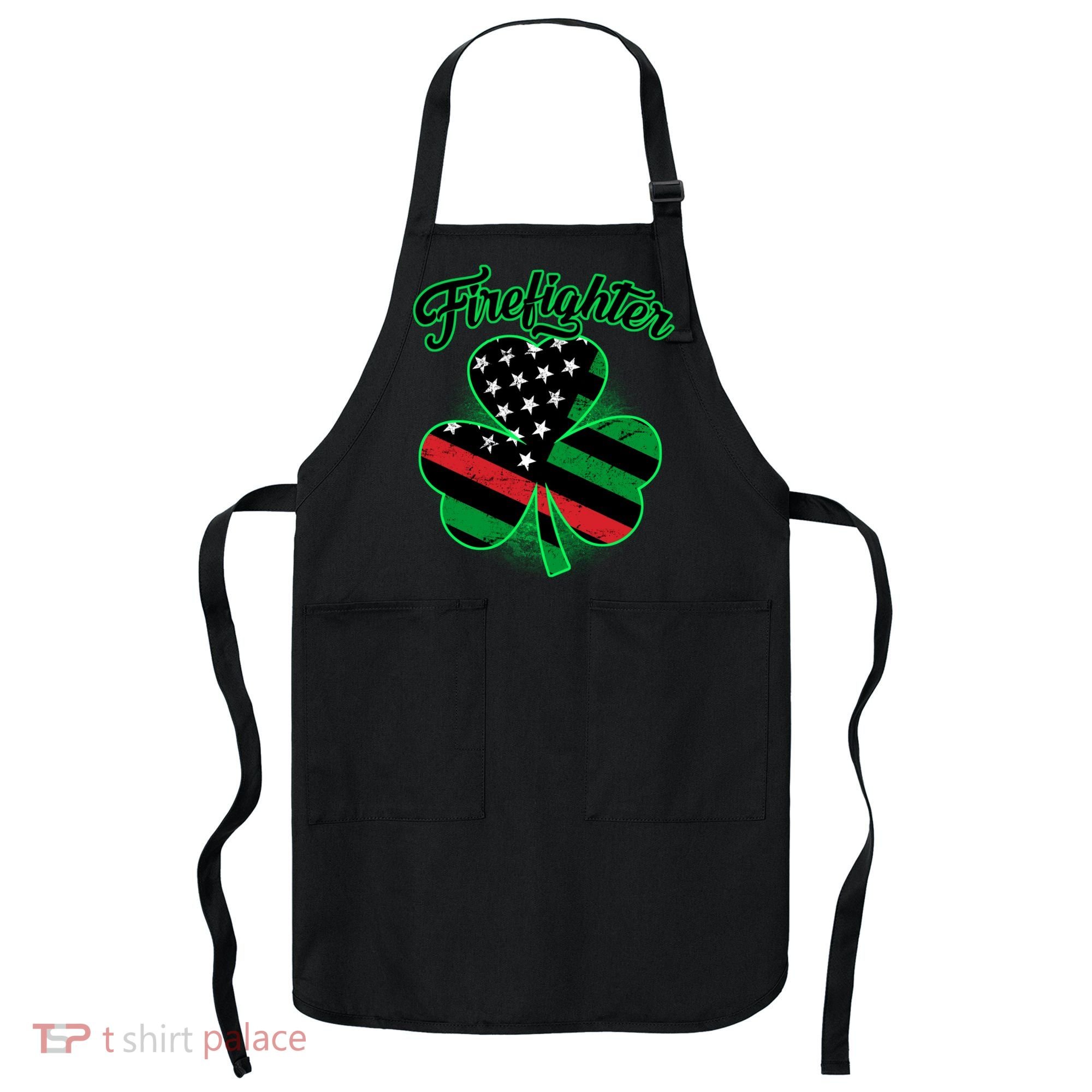 Firefighter St. Patrick's Day Red Line Clover Apron
