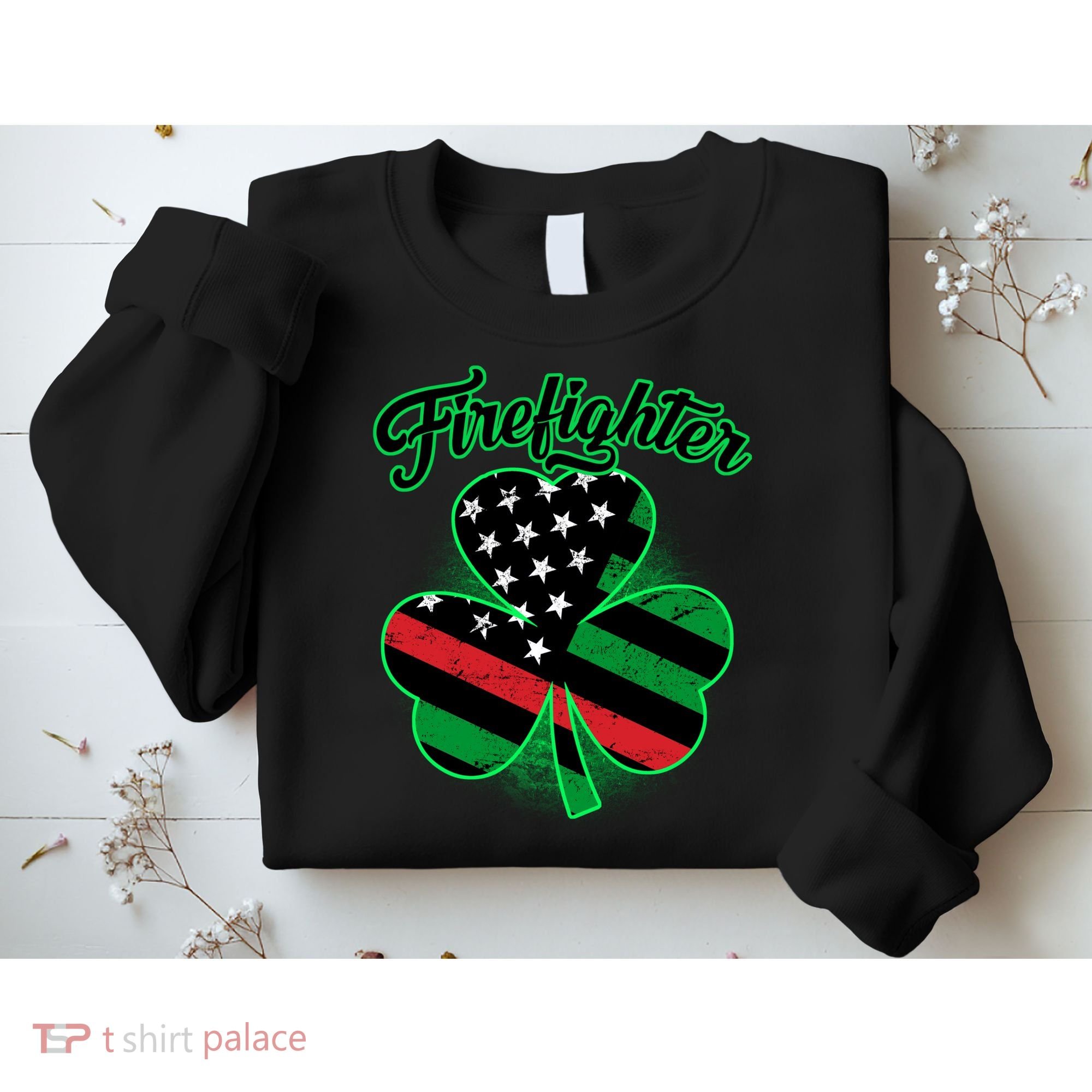 Firefighter St. Patrick's Day Red Line Clover Sweatshirt