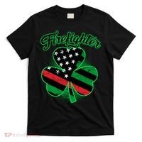 Firefighter St. Patrick's Day Red Line Clover T-Shirt thumb 0