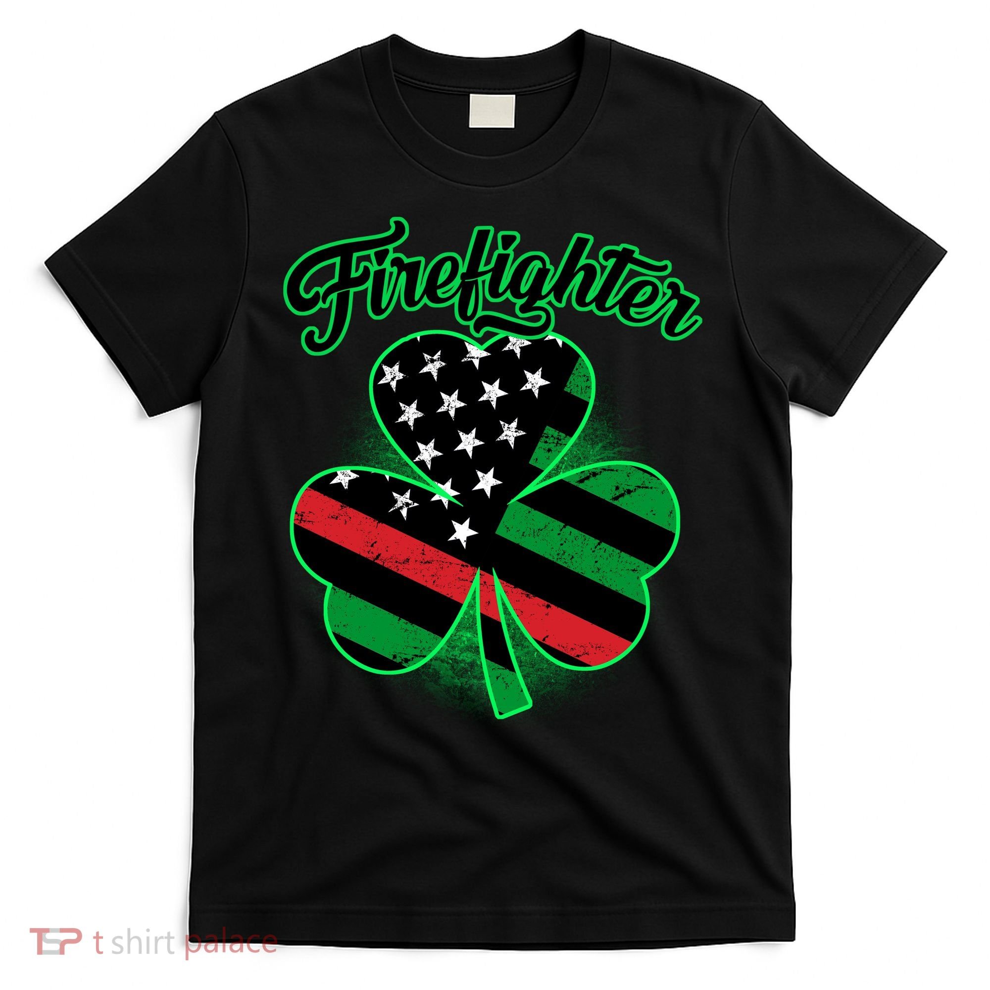 Firefighter St. Patrick's Day Red Line Clover T-Shirt