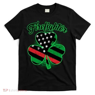 Firefighter St. Patrick's Day Red Line Clover T-Shirt