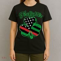 Firefighter St. Patrick's Day Red Line Clover T-Shirt thumb 4