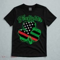 Firefighter St. Patrick's Day Red Line Clover T-Shirt thumb 5