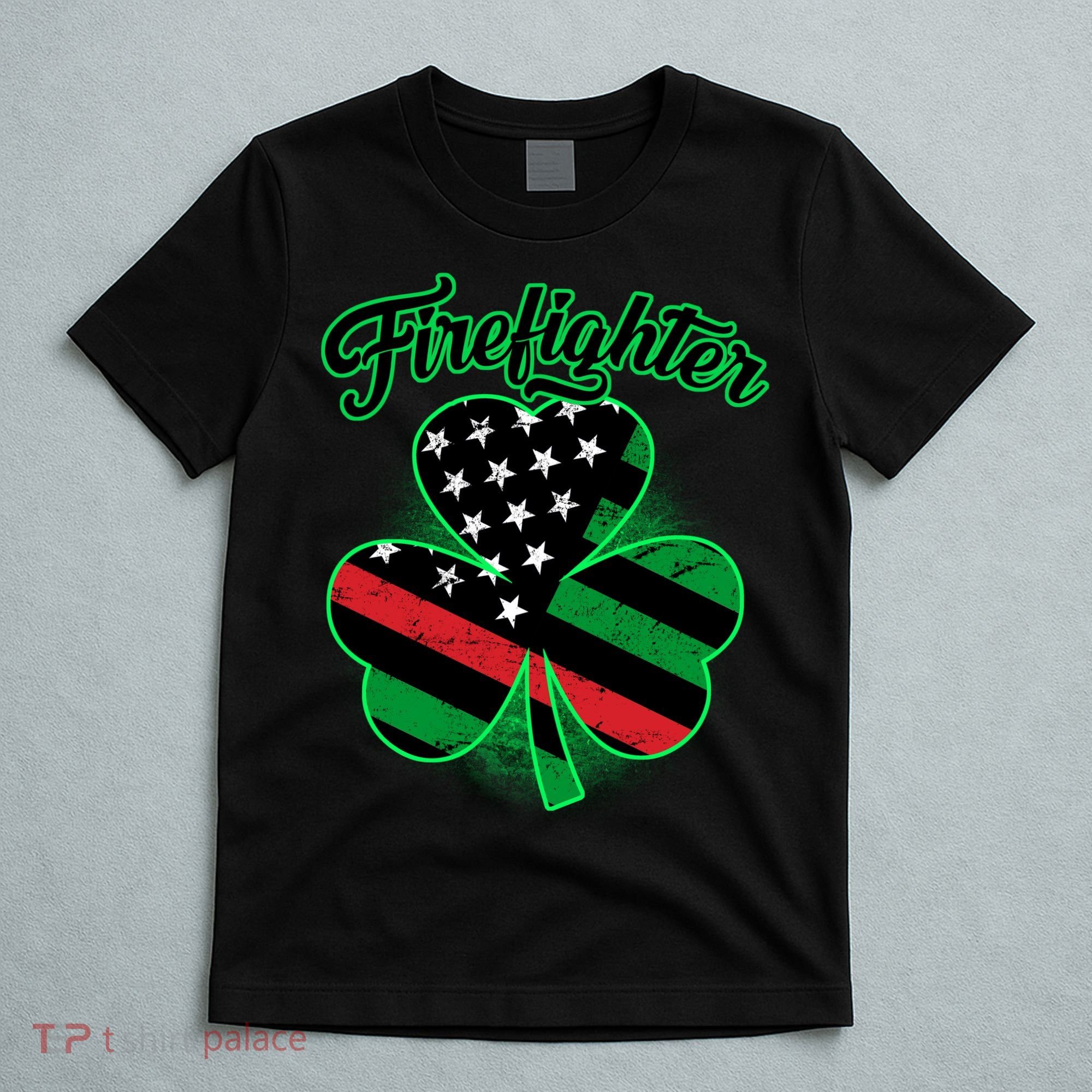 Firefighter St. Patrick's Day Red Line Clover T-Shirt