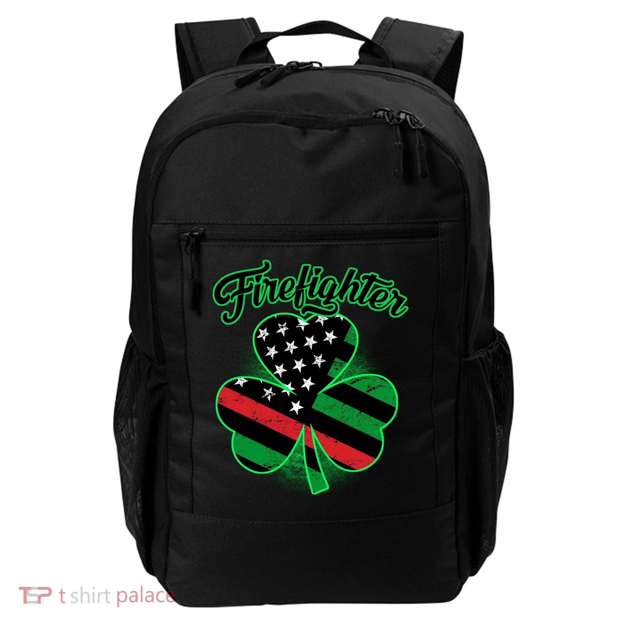 Firefighter St. Patrick's Day Red Line Clover Backpack