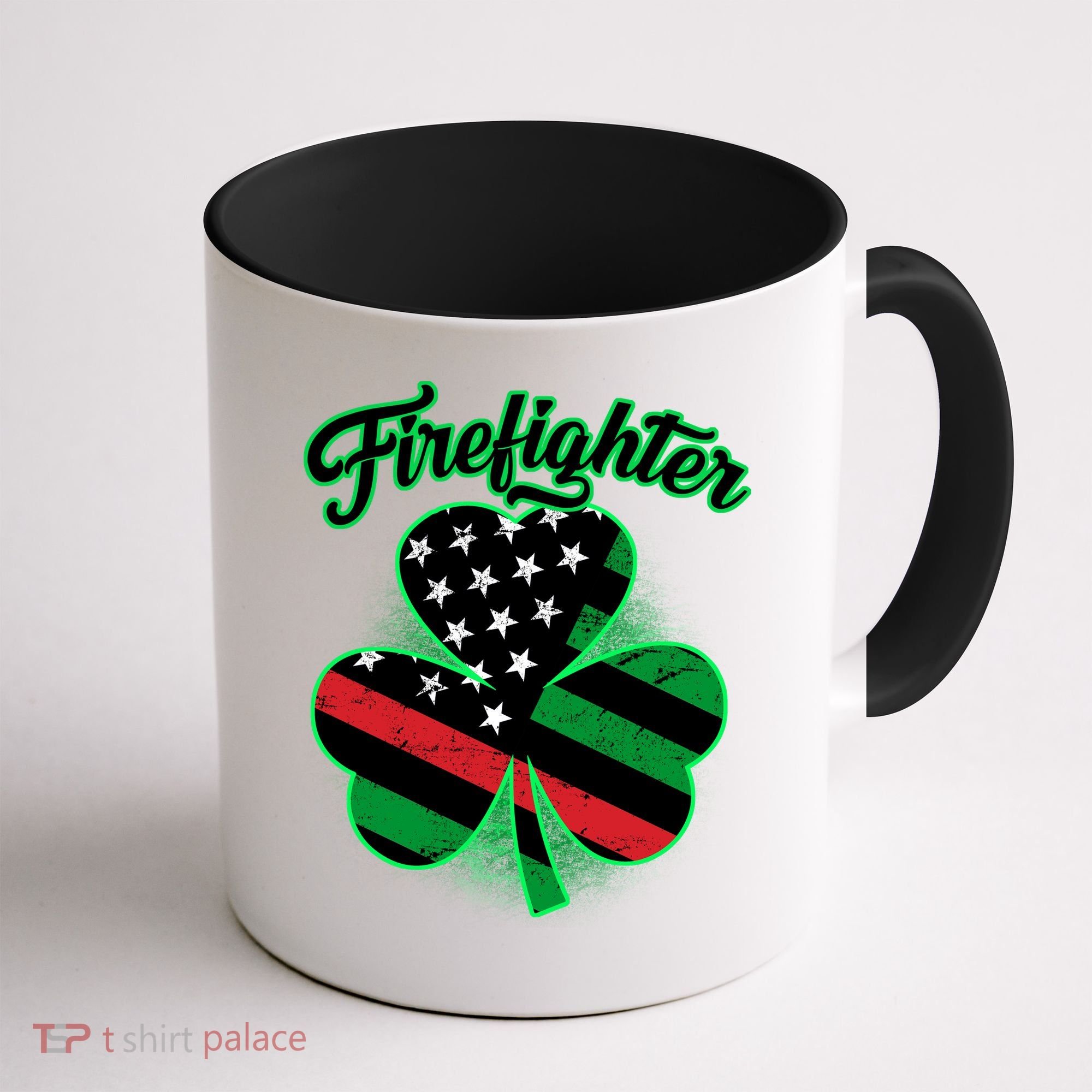 Firefighter St. Patrick's Day Red Line Clover Coffee Mug