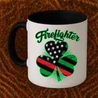 Firefighter St. Patrick's Day Red Line Clover Coffee Mug thumb 2