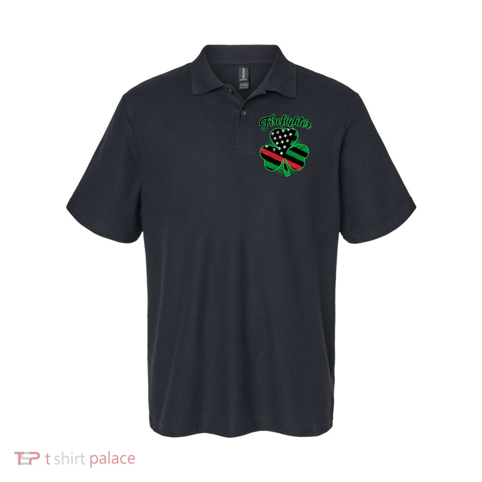 Firefighter St. Patrick's Day Red Line Clover Polo