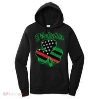 Firefighter St. Patrick's Day Red Line Clover Women's Hoodie thumb 0